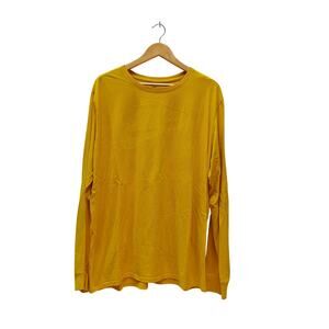 Nike Yellow Long Sleeve T-Shirt Mens Large Faded Logo Minimalist Streetwear